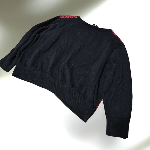 Karl Lagerfeld cardigan sweater cropped black pearl buttons special occasion XL - Picture 2 of 8